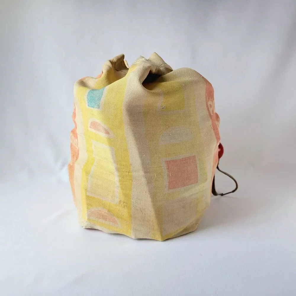 Vintage Playskool Duffle Bag Of Colored Blocks Durable Wood Educational Building